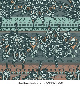 Vector seamless pattern with leaves. Abstract.