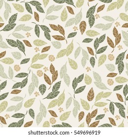 Vector seamless pattern of leaves. Background for textile or book covers, manufacturing, wallpapers, print, gift wrap and scrapbooking