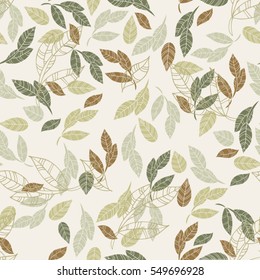 Vector seamless pattern of leaves. Background for textile or book covers, manufacturing, wallpapers, print, gift wrap and scrapbooking