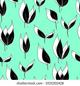 vector seamless pattern leaves with black shadow on colour background. For fabrics, textiles, clothing, wallpaper, paper, backgrounds, flyers and invitations