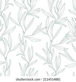 vector seamless pattern with leaves. Botanical illustration for wallpaper, textile, fabric, clothing, paper, postcards