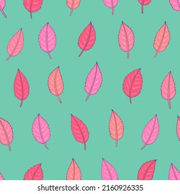 Vector seamless pattern with leaves. Can be used for wallpaper, pattern fills, surface textures, fabric prints. Vector illustration.