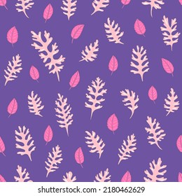Vector seamless pattern with leaves. Can be used for wallpaper, pattern fills, surface textures, fabric prints. Vector illustration.