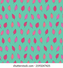 Vector seamless pattern with leaves. Can be used for wallpaper, pattern fills, surface textures, fabric prints. Vector illustration.