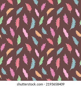 Vector seamless pattern with leaves. Can be used for wallpaper, pattern fills, surface textures, fabric prints. Leaf pattern.