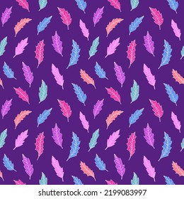 Vector seamless pattern with leaves. Can be used for wallpaper, pattern fills, surface textures, fabric prints. Leaf pattern.