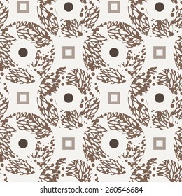 Vector seamless pattern of leaves in contrasting colors