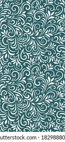 Vector seamless pattern with leaves and curls. Monochrome abstract floral background. Stylish monochrome texture.