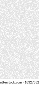 Vector seamless pattern with leaves and curls. Monochrome abstract floral background. Stylish monochrome texture.