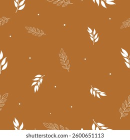 Vector seamless pattern with leaves and curls. Monochrome abstract floral background. Seamless Floral Pattern. Beautiful vector seamless floral pattern with watercolor gentle summer flowers and leaves
