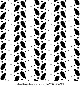 Vector seamless pattern with leaves and dots. Simple design for wrapping, wallpaper, textile