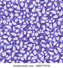 Vector seamless pattern of leaves. Fashion ultra violet color. Background for textile, cloth design, book and diary covers, wallpapers, print, gift packaging and scrapbook