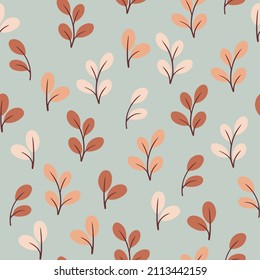Vector seamless pattern with leaves. Floral organic pattern for design of fabric, textile, wallpapers, wrapping paper, cover and other design. 