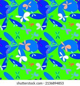 Vector seamless pattern, with leaves and flowers