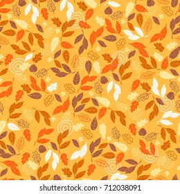 Vector seamless pattern of leaves and flowers. Background for textile or book covers, wallpapers, design, graphic art, printing, hobby, invitation.