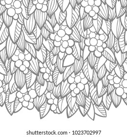 Vector seamless pattern with leaves and grape.