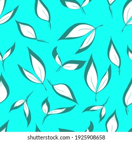 vector seamless pattern of leaves with green shadow . For fabrics, textiles, clothing, wallpaper, paper, backgrounds, flyers and invitations