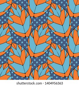 Vector seamless pattern with leaves. Hand drawn illustration of leaves. 4