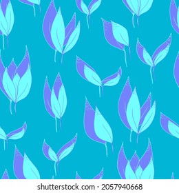 vector seamless pattern of  leaves with lilac shadow on background. For fabrics, textiles, clothing, wallpaper, paper, backgrounds, flyers and invitations