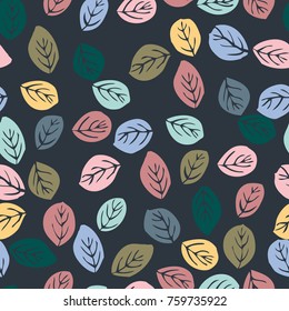 Vector seamless pattern from leaves of maple, rowan, ash. Floral simple background for fabric, cloth design, book covers, manufacturing, wallpapers, print, gift wrap and scrapbooking.