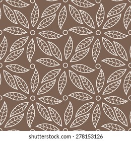Vector seamless pattern with leaves and petals