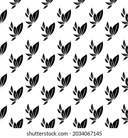 Vector seamless pattern with leaves, repeatable minimalistic background. Repeatable botanical backdrop.