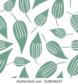 Vector seamless pattern with leaves, repeatable minimalistic background. Repeatable botanical backdrop.