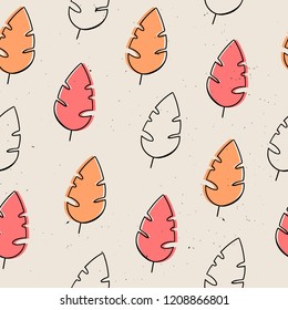 Vector seamless pattern with leaves. Scandinavian motives. Hand drawn style. eps 10
