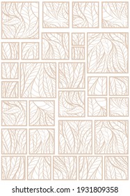 vector seamless pattern of leaves in squares