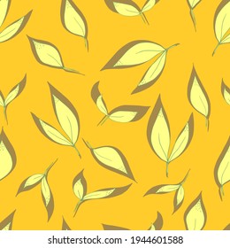 vector seamless pattern of leaves with yellow shadow . For fabrics, textiles, clothing, wallpaper, paper, backgrounds, flyers and invitations