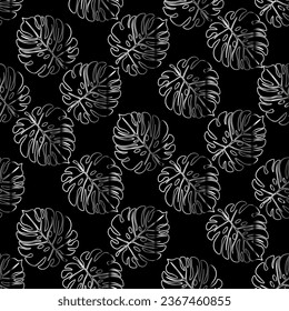 Vector seamless pattern with leaves.Tropical jungle cartoon leaf.Pastel plant background.Cute natural pattern for fabric, childrens clothing,textiles,wrapping paper.