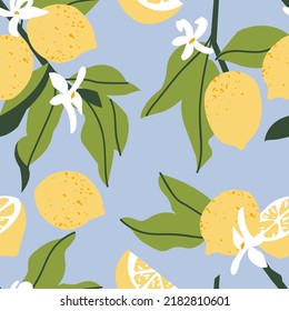 Vector seamless pattern with lemon fruits. Abstract design for paper, cover, fabric
