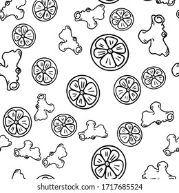Vector seamless pattern with lemon and ginger
