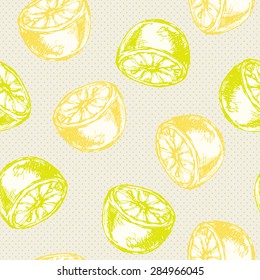 Vector seamless pattern with lemon and lime on vintage background