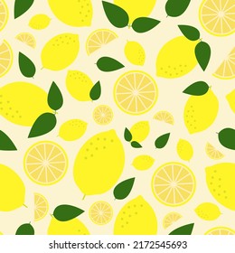 vector seamless pattern with lemon on a yellow background