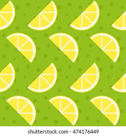 Vector seamless pattern with lemon slices. Fresh fruit background.