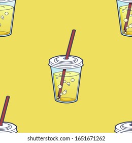Vector seamless pattern. Lemonade, soda or fruit cocktail. Illustration for menu, printing onto fabric and paper or scrap booking.