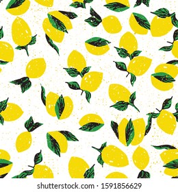 Vector Seamless pattern with lemons. Abstract seamless pattern with cartoon lemons. Creative repeated backdrop. background for fashion textile, wrapping paper Vector clip art.