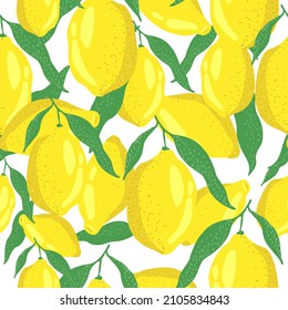 Vector seamless pattern of lemons. Citrus design.
