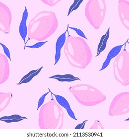 Vector seamless pattern of lemons. Citrus design. Bright design.