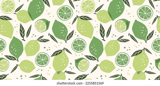 Vector seamless pattern with lemons and limes. Trendy hand drawn textures. Modern abstract design for paper, cover, fabric, interior decor and other use