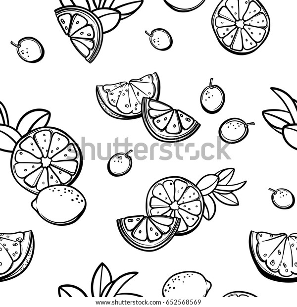 矢量无缝图案与柠檬 酸橙 橘子 金桔和葡萄柚 柑橘类水果混合 可用于布料印刷 明信片或饮料公司 库存矢量图 免版税