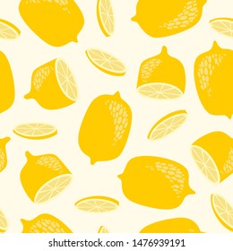 Vector seamless pattern with lemons. Trendy hand drawn textures. Modern abstract design for paper, cover, fabric, interior decor and other users.