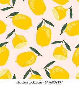 Vector seamless pattern with lemons. Trendy hand drawn textures. Modern abstract design for paper, cover, fabric, interior decor and other users.