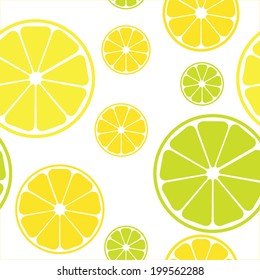 Vector seamless pattern with lemons white background