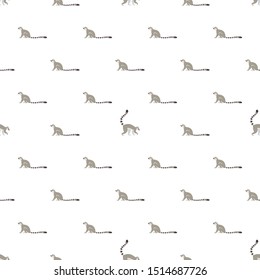 Vector seamless pattern with lemurs on white background