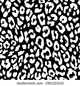 Vector seamless pattern. Leopard black and white skin texture