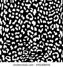 Vector seamless pattern. Leopard black and white skin texture