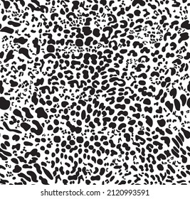 Vector seamless pattern. Leopard black and white skin texture.