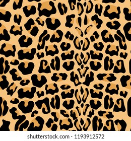 Vector seamless pattern with leopard fur texture. Repeating leopard fur background for textile design, wrapping paper, wallpaper or scrapbooking.